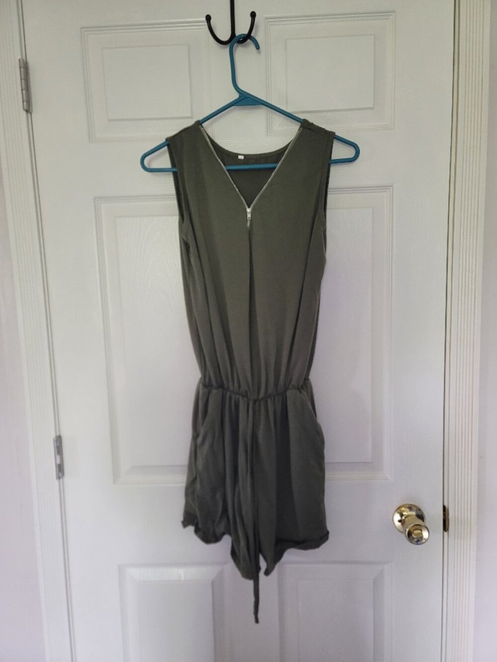 Womens unbranded green partial zip romper - size XL